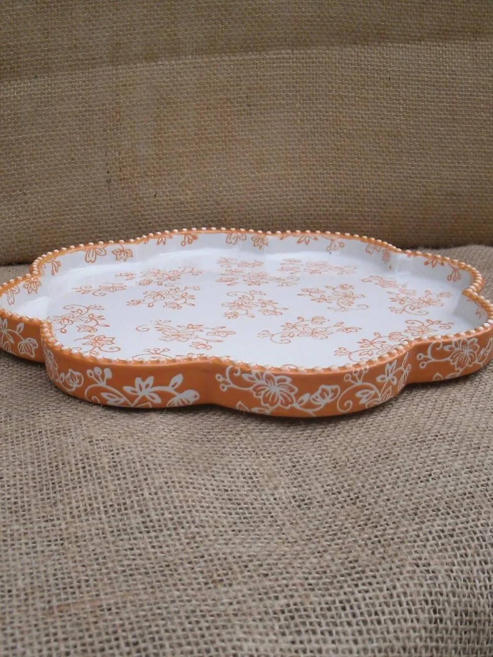 Vintage Temptations by Tara Floral Lace Stoneware Tart Dish